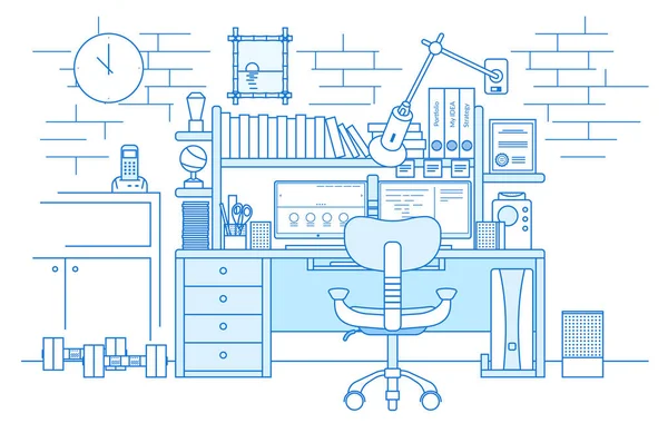 Freelancer, webdesigner için iki monitör ile rahat çalışma alanı
