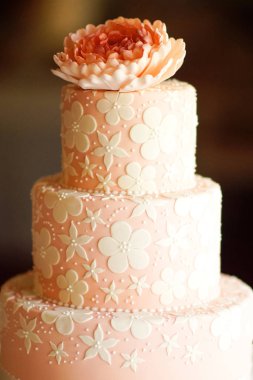 çeşitli katmanları üzerinden şenlikli düğün pastası