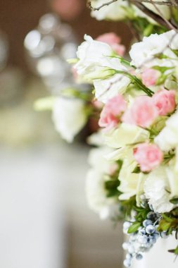 yumuşak odak çiçek kompozisyonlar düğün ve... Düğün dekorasyon, iç. Şenlikli .