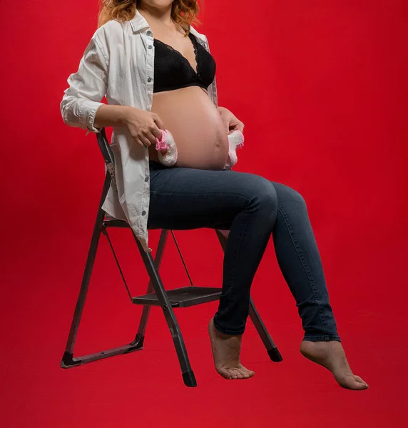 Gravid Vacker Ung Kvinna Glad Moderskap Koncept — Stockfoto