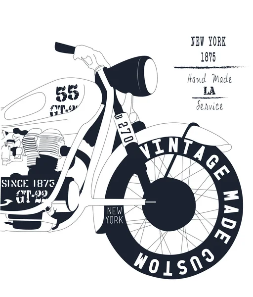Text Filled Vintage Motorcycle — Stock Vector