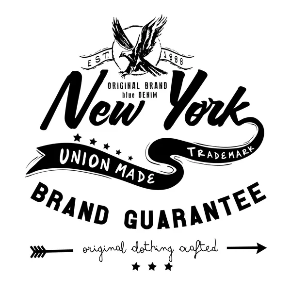 Texte de garantie de marque New York — Image vectorielle