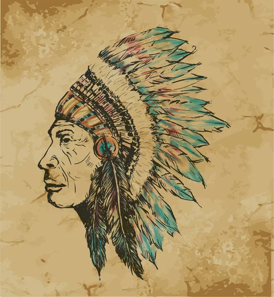 インディアン チーフ着用伝統的な頭飾り ストックイラスト