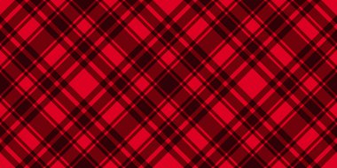 Geniş kırmızı ve siyah köşegen kafesin kusursuz desenli arka planı. Vektör işaretli soyut yatay arkaplan. Yeni Yıl ve Noel tasarım dokusu