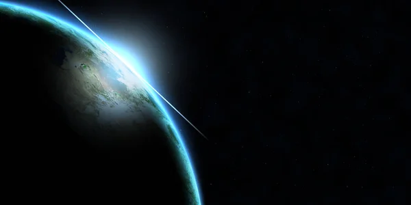 Pianeta Terra con bagliori Illustrazione 3D (Elementi di questa immagine forniti dalla NASA ) — Foto Stock