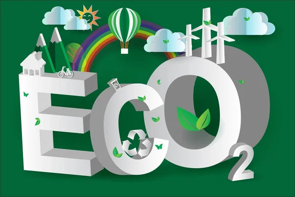 Eco green city design, 3d, isométrique, vecteur — Image vectorielle