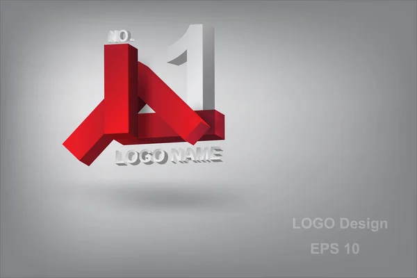 Logo design caractère L avec géométrie 3d, rouge, vecteur — Image vectorielle