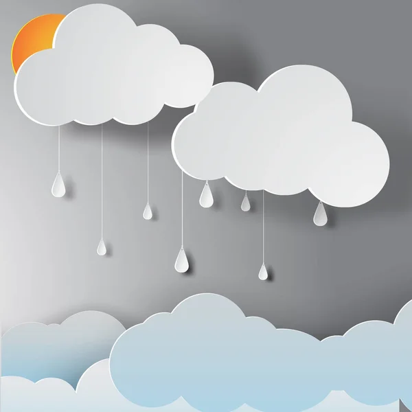 Paper art of rainy season,vector — Stock Vector