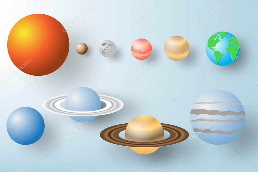 Paper art of Planet  with Solar system background vector 