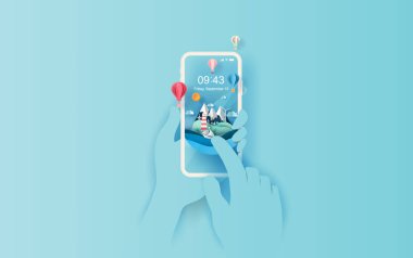 Tatil tatili yaz mevsimi balonuyla seyahat gösterimi