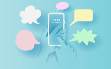 Hand 'in 3D çizimi Sms ile akıllı telefonu tutuyor 