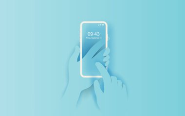 Hand 'in 3d çizimi boş uygulamalı akıllı telefonu tutuyor.