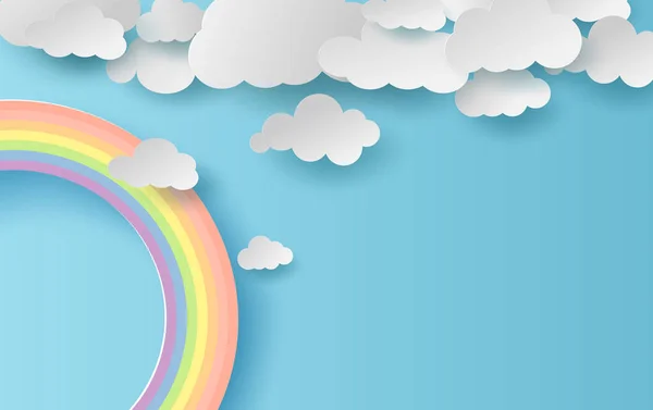 Ilustración 3D verano temporada paisaje con un arco iris en azul — Archivo Imágenes Vectoriales