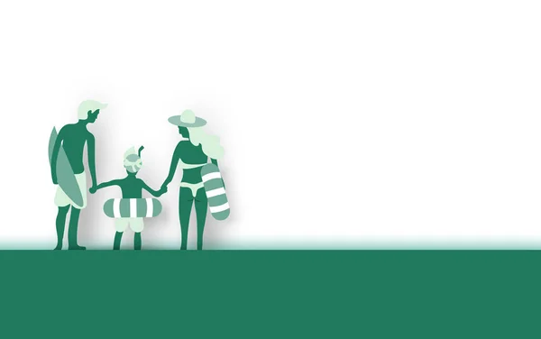 illustration of Green background happy family having fun playing