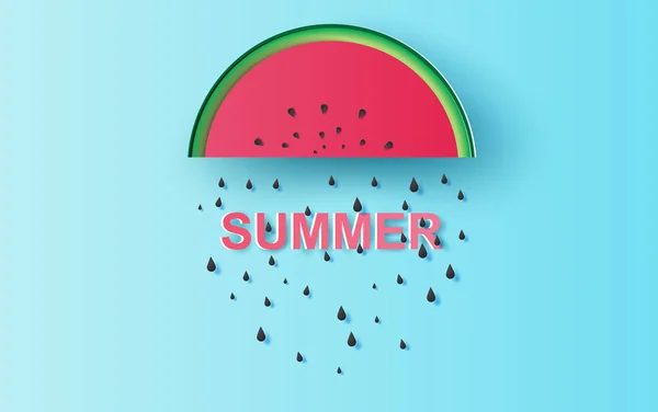 Ilustrace roztomilý meloun déšť semínka na modrém pozadí. — Stockový vektor