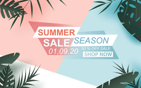 3D illustration of Summer Sale Banner With label text up to 50% — 图库矢量图片