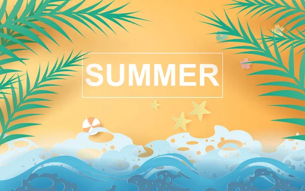Ilustração de belo verão praia cartaz fundo . — Vetor de Stock