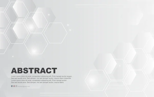 Fond blanc abstrait de la surface numérique Hexagon, nid d'abeille — Image vectorielle