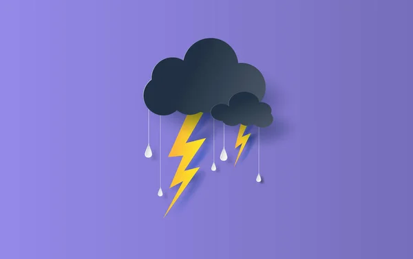 Illustrazione della stagione delle nuvole e delle piogge su sfondo scuro cielo . — Vettoriale Stock