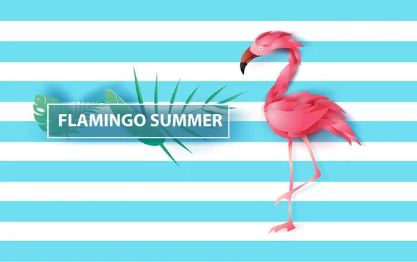 Sale 's Summer banner με φλαμίνγκο σε μπλε φόντο, Minimal — Διανυσματικό Αρχείο