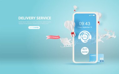 Akıllı telefonun çevrimiçi dağıtım hizmeti uygulamasının gösterimi 