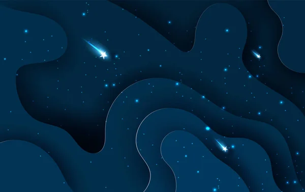 Mavi eğri katmanına yıldız ışığı düşüyor. Galaksi yüzeyi — Stok Vektör