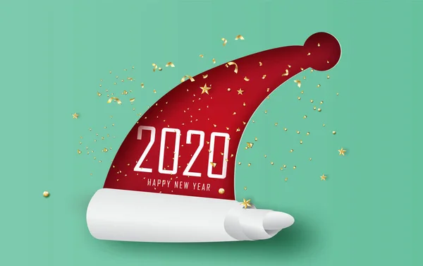 Visão superior Feliz Natal chapéu concept.Happy Ano Novo horizontal —  Vetores de Stock