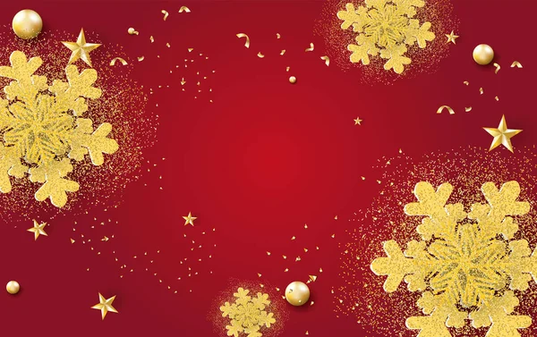 Καλά Χριστούγεννα και Καλή Χρονιά οριζόντια banner.Red τόνο — Διανυσματικό Αρχείο
