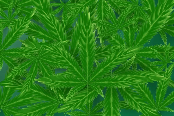 Realistisk Grön Cannabis Löv Drog Marijuana Ört Bakgrund Kreativ Naturlig — Stock vektor