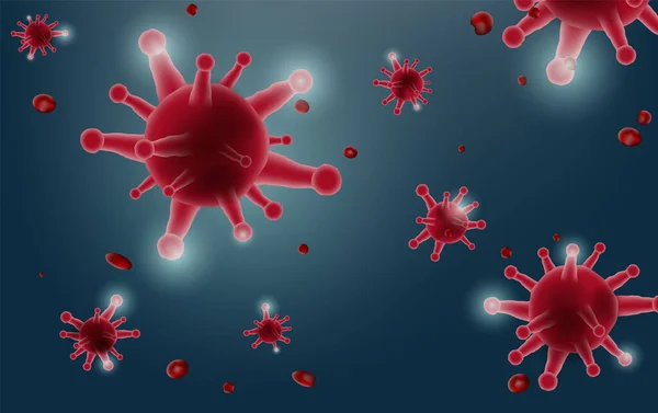 青い未来的な背景にコロナウイルスCovid 2019のホログラム 致命的なタイプのウイルス2019 Ncv Hudスタイルのコロナウイルス細胞アイコンベクトルイラストの3Dモデル バナー背景Eps10 — ストックベクタ