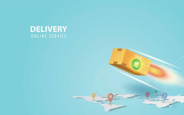 Online Delivery Concept Idea Fast Respond Delivery Package Shipping Background — Stock Vector