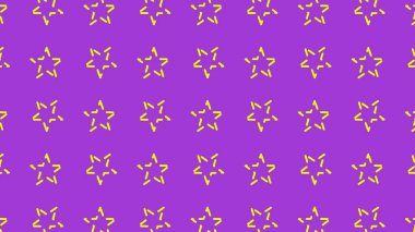 Animasyon 2d arkaplan. Video deseni basit döngüler küçük yıldızlar pastel arka planda döner. Yıldız şekilli soyut desen. Poster, kapak için hareketli grafiksel tasarım. Markalaşma dinamik tekstil çizimi