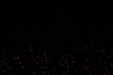 Horizontal Beautiful Burning Hot Sparks Rising from small red Fire in dark Night. Abstract alpha Isolated Fire Glowing Particles on Black Background.Slow Motion. Looped Animation. Moving Side.4K clipart