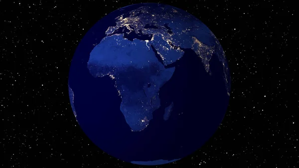 Ілюстрація Прекрасного Обертання Африки Європи Землі Вид Космічного Супутника Cities — стокове фото