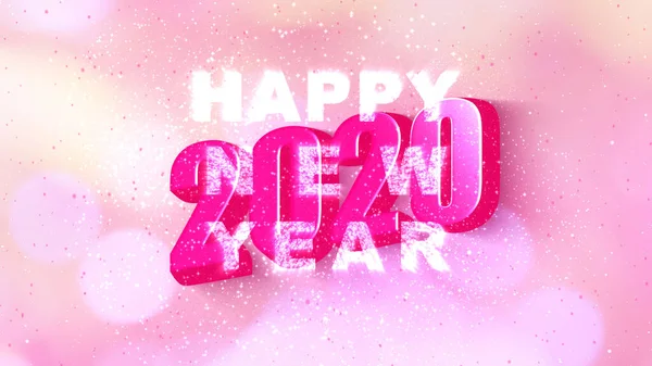 イラストピンク色のボケと花火アニメーションとテキストシンプルな影のスタイルで幸せな新年2020 モーショングラフィック要素の装飾現代の豪華な愛の背景 — ストック写真