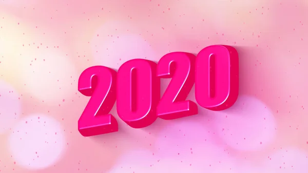 Happy New Year 2020 Text Simple Shadow Style Pink Color — Stock Photo, Image