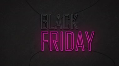 Kara Cuma indirimli reklam videosu için neon ışıklı afiş arka planı.flash satış LED.Billboard promosyon özel teklif dükkanı. Tatil sezonu moda reklamı poster.4K video görüntüleri