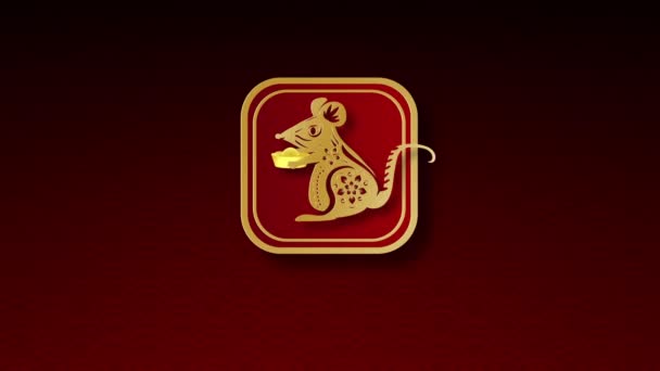 2020 Happy Chinese New Year Translation Rat Typography Golden Characters — Αρχείο Βίντεο