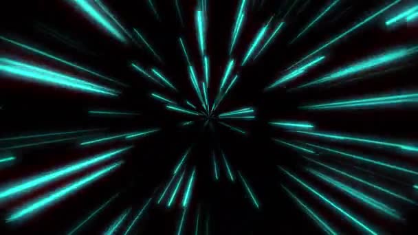Forma Línea Neon Blue Light Dark Streaks Simple Cyber Futuristic — Vídeo de stock