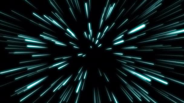 Linjeform Neon Blue Light Mörka Streaks Simple Cyber Futuristiska Hastighet — Stockvideo