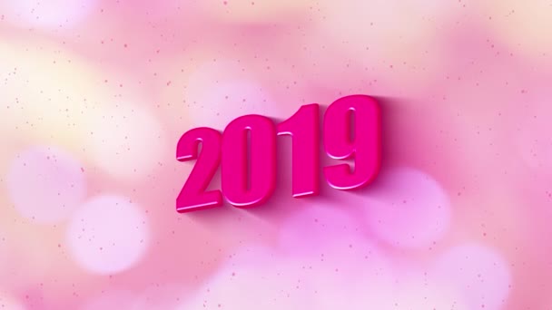 4K映像ピンク色のボケと花火アニメーションとテキストシンプルな影のスタイルで幸せな新年2020 モーショングラフィック要素の装飾現代の豪華な愛の背景 — ストック動画