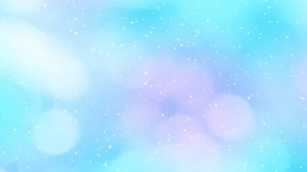 Snow Moving Blue Glitter Lights Screen Blur Light Reflections Loop — стоковое видео