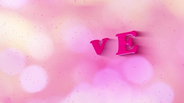 ハッピーバレンタインデーソーシャルメディアテキストバナー 背景にポップピンクの色とボケの輝きからアニメのモーショングラフィックテキストの輝きの影を愛します 流行のシンプルなポストの画面 — ストック動画