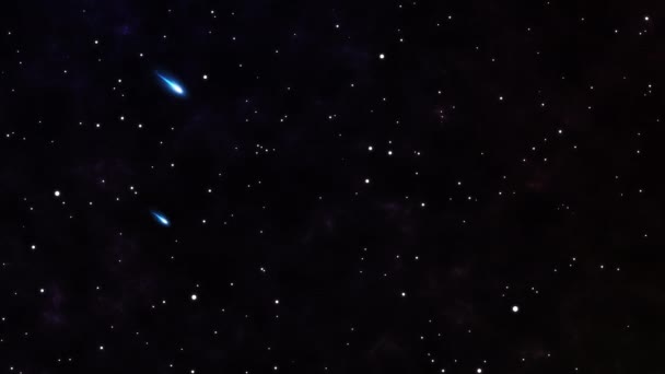 在黑暗的太空星系中 明亮的夜空闪烁着繁星般的动画 流星飞落在4K的视频分辨率中 — 图库视频影像