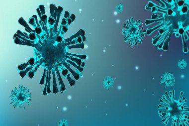 3D Coronavirus 2019-nCov. Koronavirüs Asya gribi salgını konsepti için solunabilir. Grip salgını dünyada bir salgın kadar tehlikelidir. Virüs odaklan. Görüntü. 