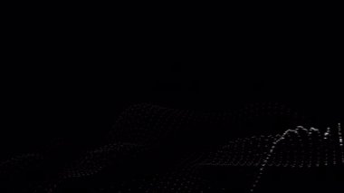 Kusursuz döngülü animasyonun üç boyutlu soyut canlandırması. Modern arka plan tasarımı. Soyut fütüristik partikül dalgası. Dinamik dalgalı fonda geleceksel noktalar. Kusursuz döngü. Dijital matris alfa