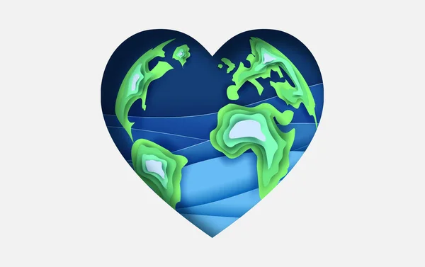 紙アートと世界海洋の日のカットの概念 海の地球を保護し 水の生態系を保護するために専用のお祝い 海の波の青い折り紙クラフト紙イルカは海で楽しくジャンプしています — ストックベクタ