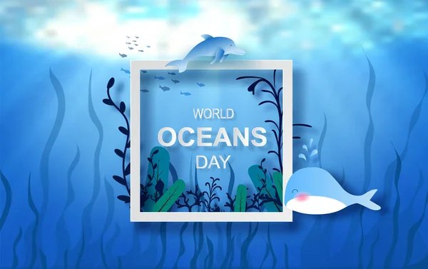 Concepto Gota Agua Del Día Mundial Los Océanos Celebración Dedicada — Archivo Imágenes Vectoriales