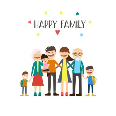 karikatür mutlu bir aile