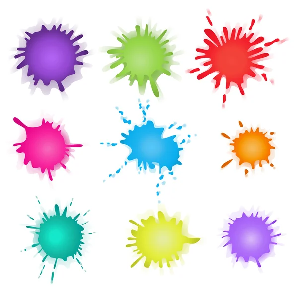 Colorful paint splashes set — Stock Vector